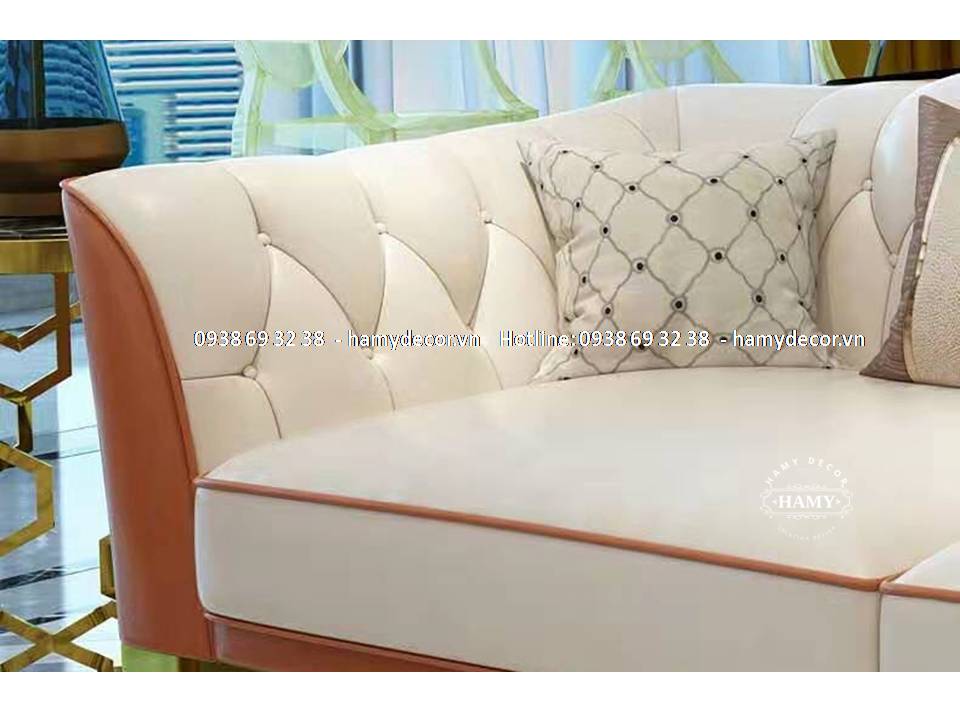 Ghế sofa tân cổ điển bọc da sang trọng SF-57