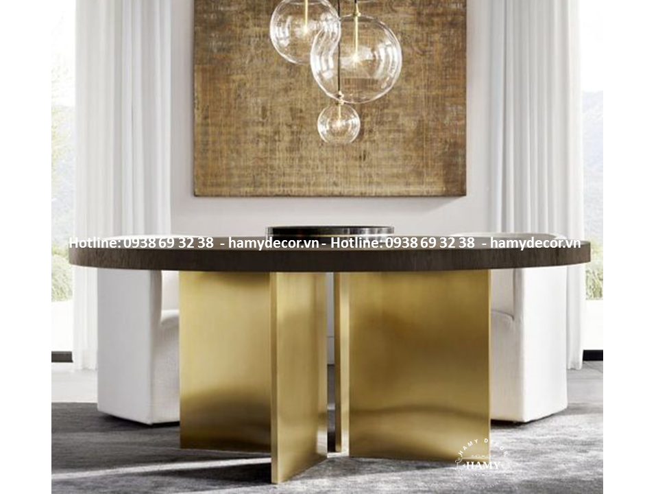 Mẫu bàn console mặt gỗ chân inox mạ vàng - 87