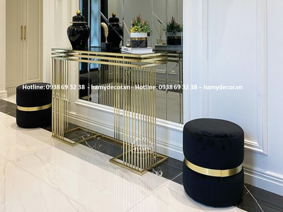 Bàn console inox mạ vàng cho sảnh khách sạn - 164