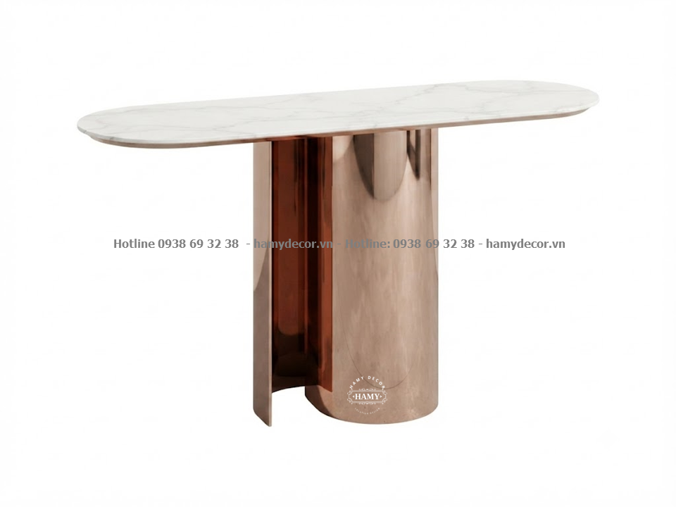 Bàn console chân inox vàng PVD màu vàng hồng