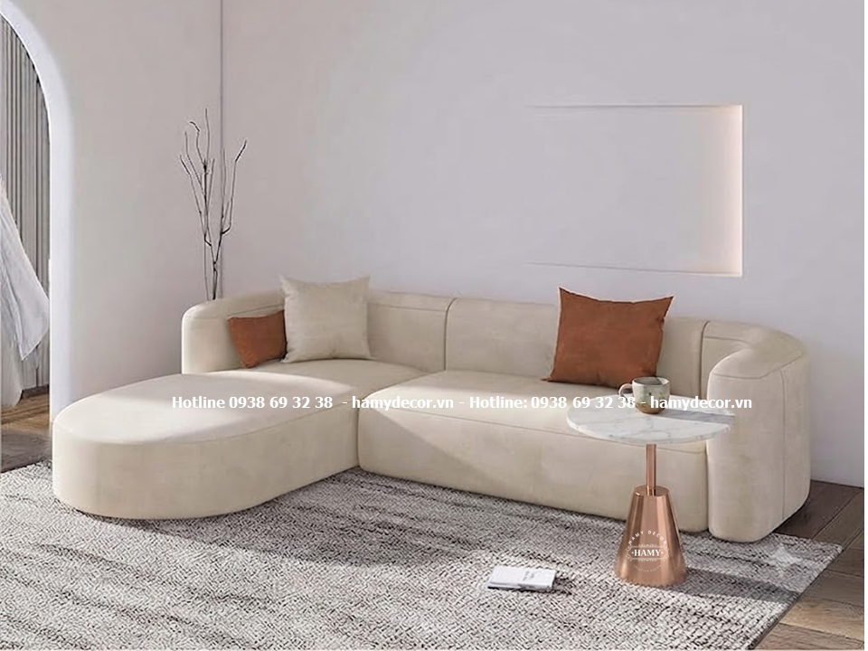 Bàn tab sofa chân côn inox vàng hồng mặt đá trắng vân mây