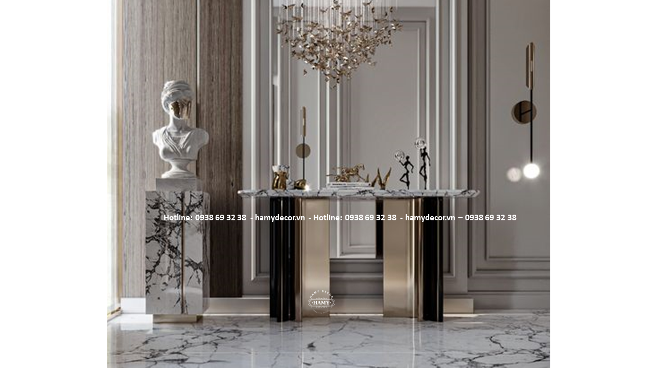 Bàn console khung inox mạ vàng Luxury