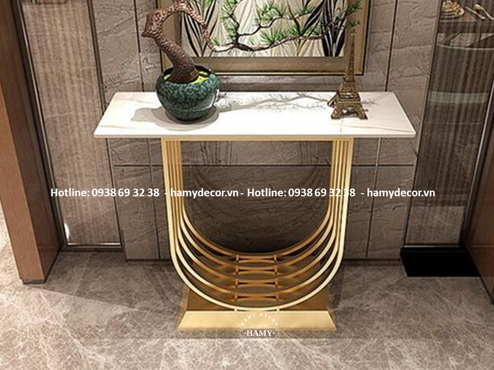 Bàn console mặt đá trắng vân mây đẹp - 90