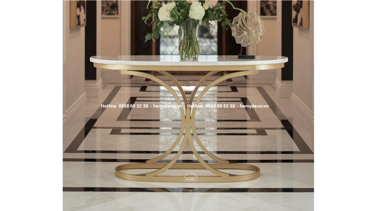 Bàn console inox mạ vàng PVD mặt đá Marble 119