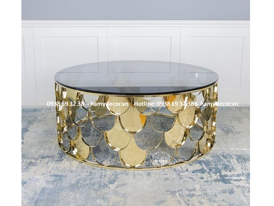 Mẫu bàn sofa  inox mạ vàng PVD màu Gold - 95