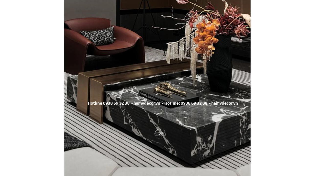 Bàn trà inox mạ vàng phong cách Modern Luxury 