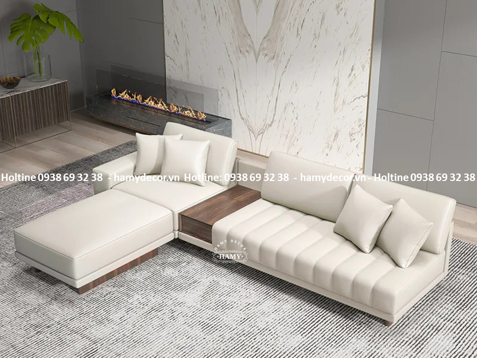 Ghế sofa bọc Da góc L cho Phòng khách đẹp - 166