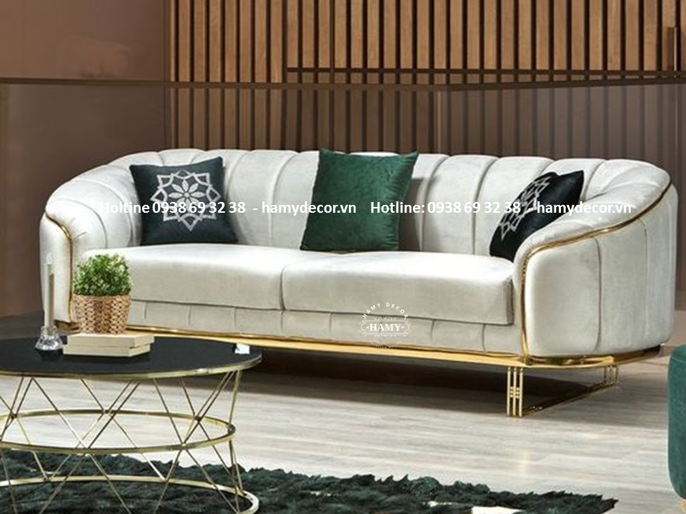 Ghế Sofa bọc vải khung chân inox mạ vàng  SF-76