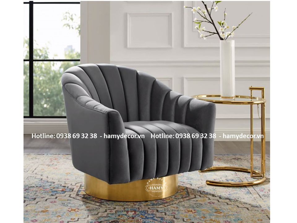 Ghế armchair Phòng khách inox mạ vàng - 84