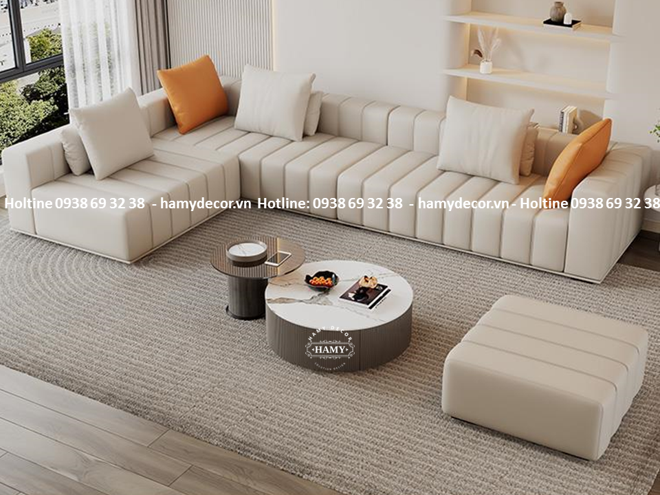 Bộ sofa góc L bọc da Microfiber cao cấp - 136