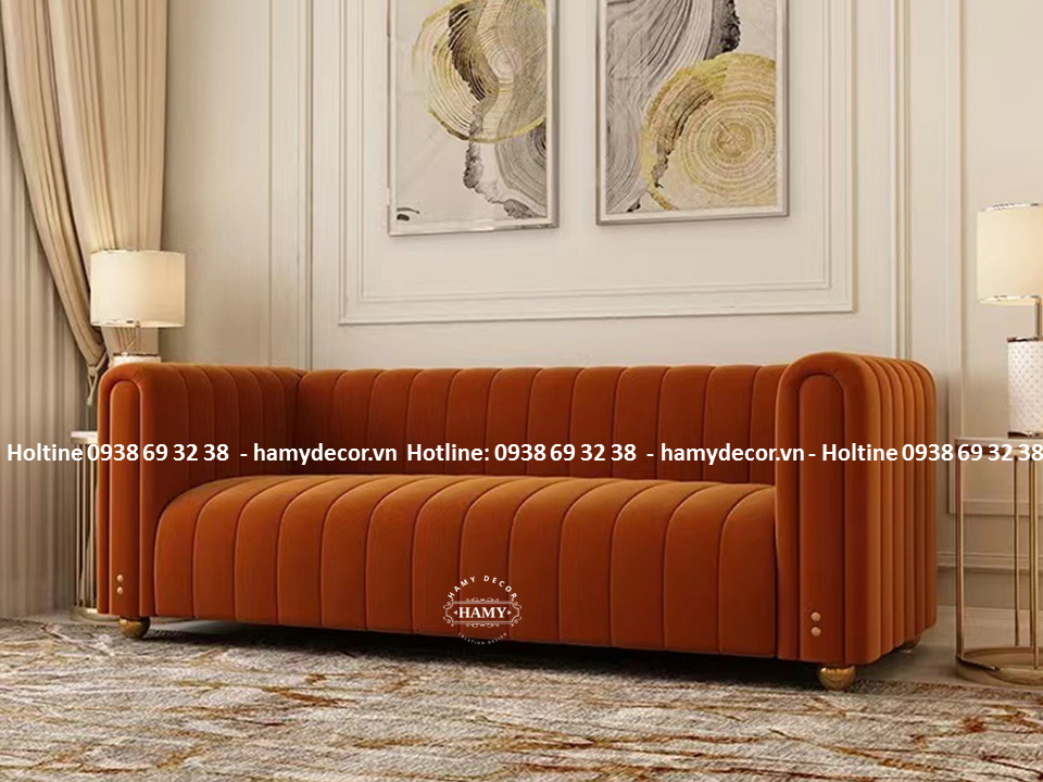 Chọn ghế sofa bọc vải nhung màu cam cho căn hộ  - 138