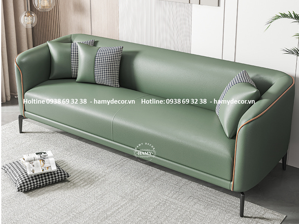 Ghế sofa bọc da chân sắt tĩnh điện sơn đen - 202