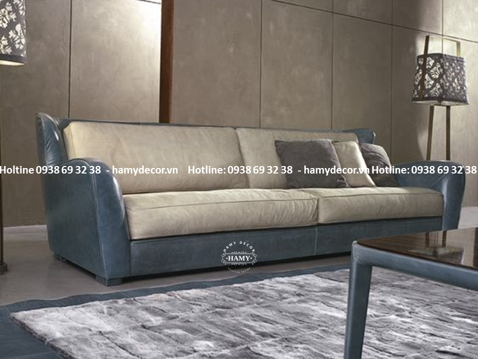 Ghế sofa bọc 2 màu da hiện đại - 196