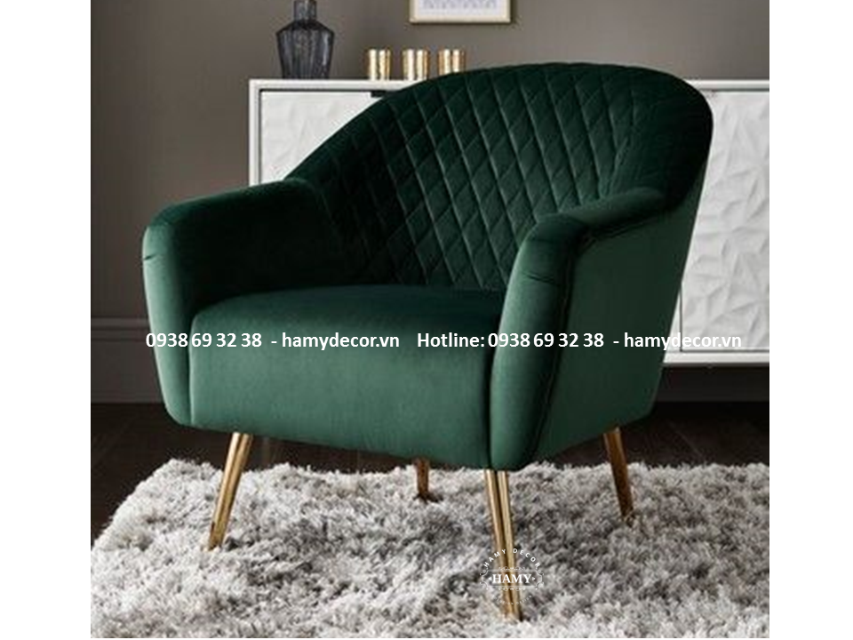 Ghế armchair đẹp chân ghế inox mạ vàng - 48