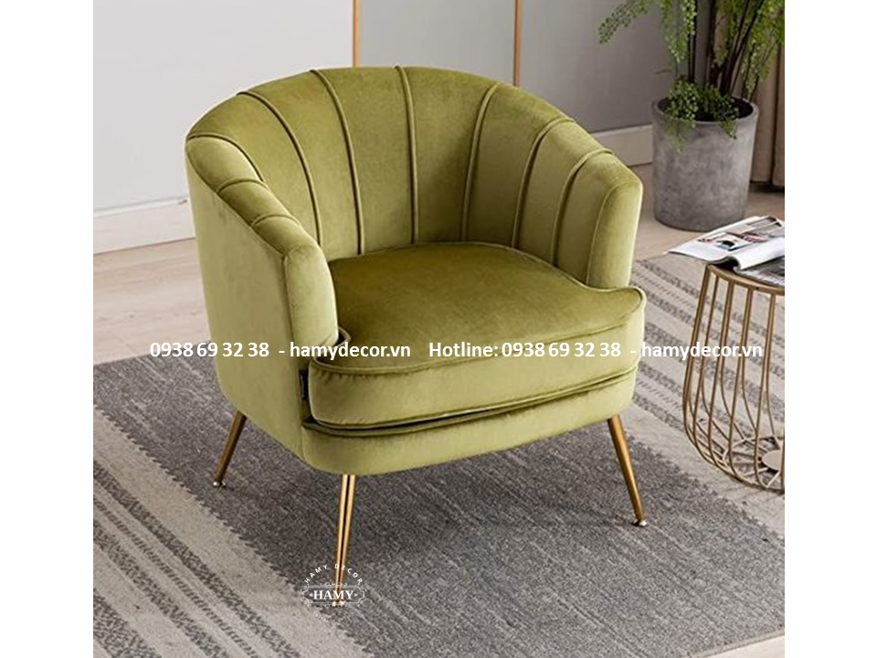 Ghế armchair  chân ghế inox mạ vàng PVD - 70