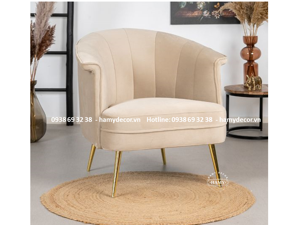 Mẫu Ghế armchair  bọc vải nhung đẹp - 57