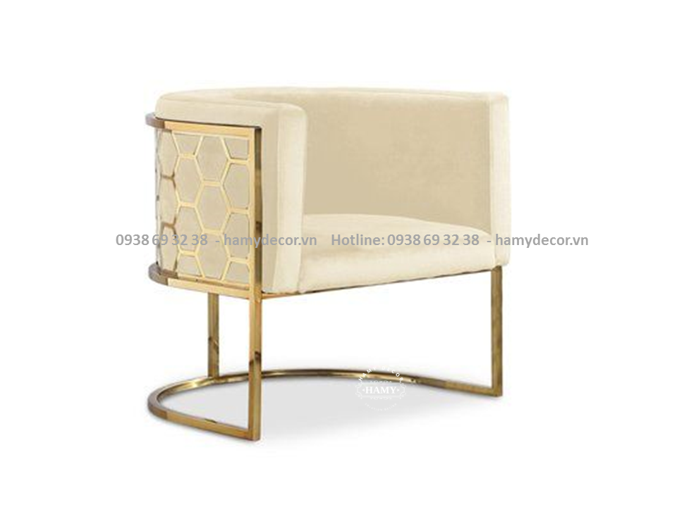 Ghế armchair viền chân inox mạ vàng PVD - 69