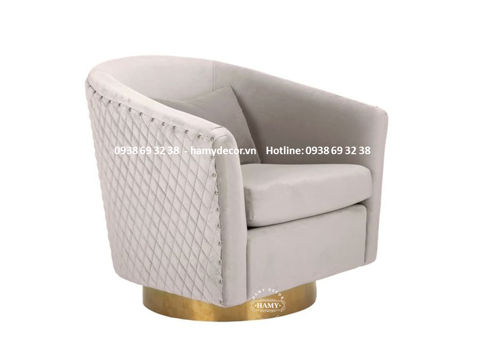 Ghế armchair chân ghế inox mạ vàng PVD - 73