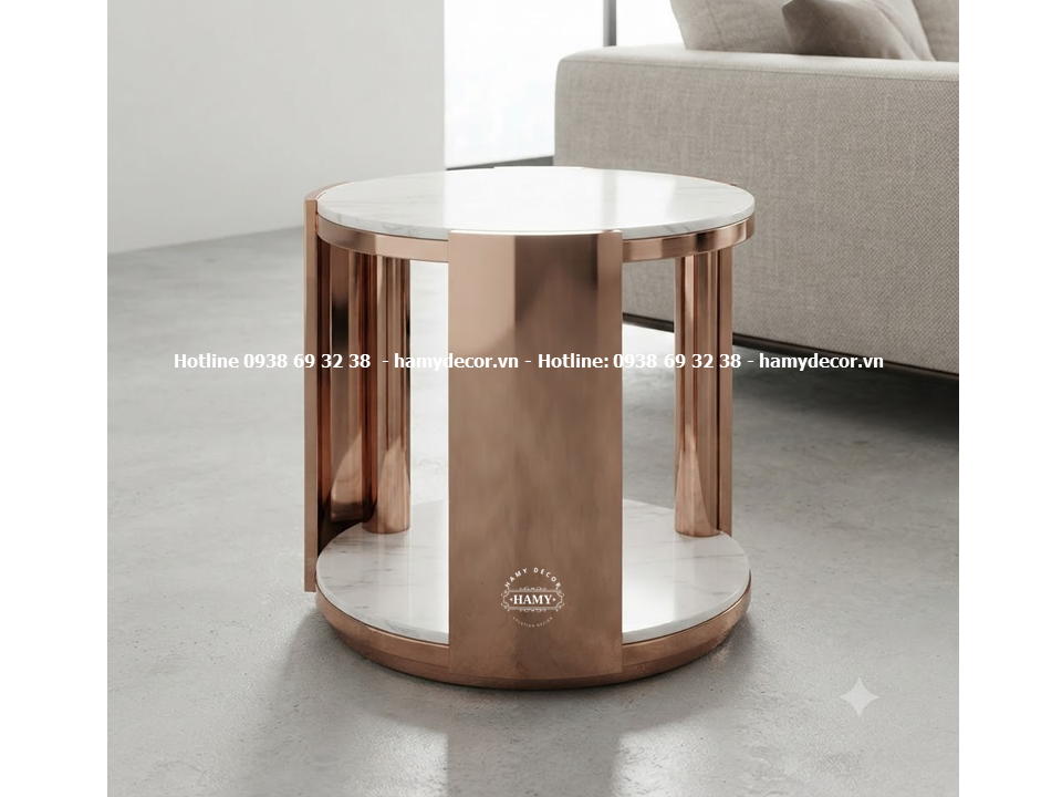 Tab sofa chân inox mạ vàng hồng  sang trọng và tinh tế