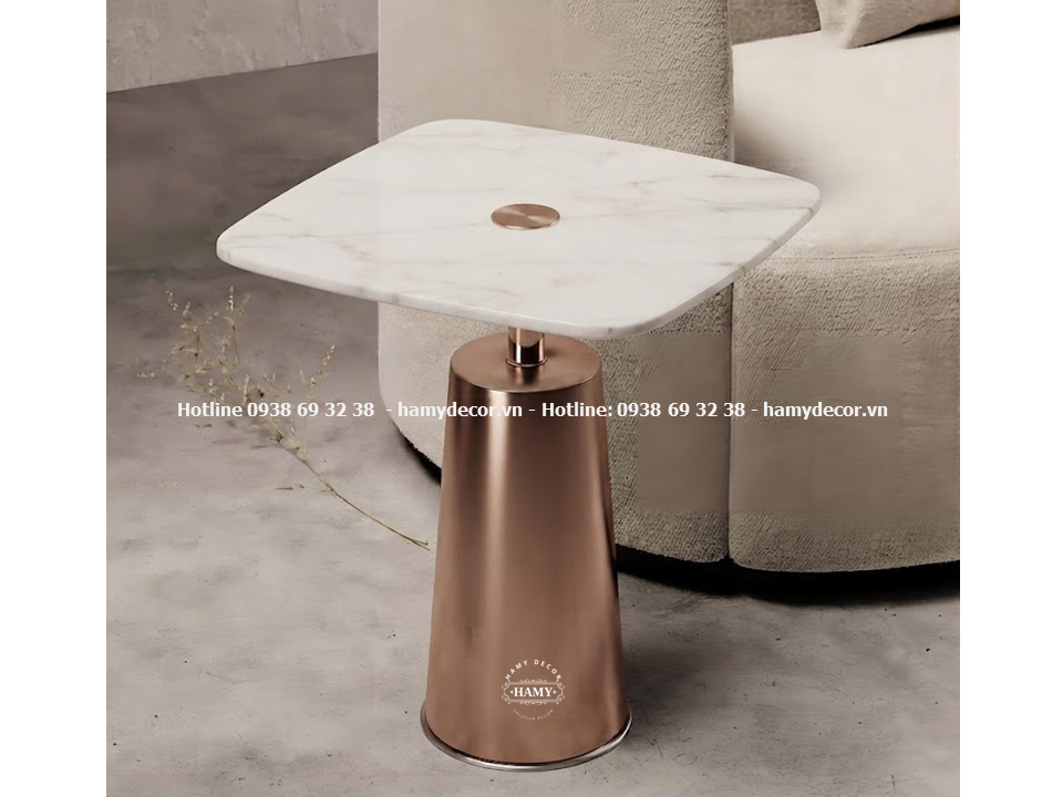 Bàn phụ ( side table, tab sofa) inox hồng bóng gương