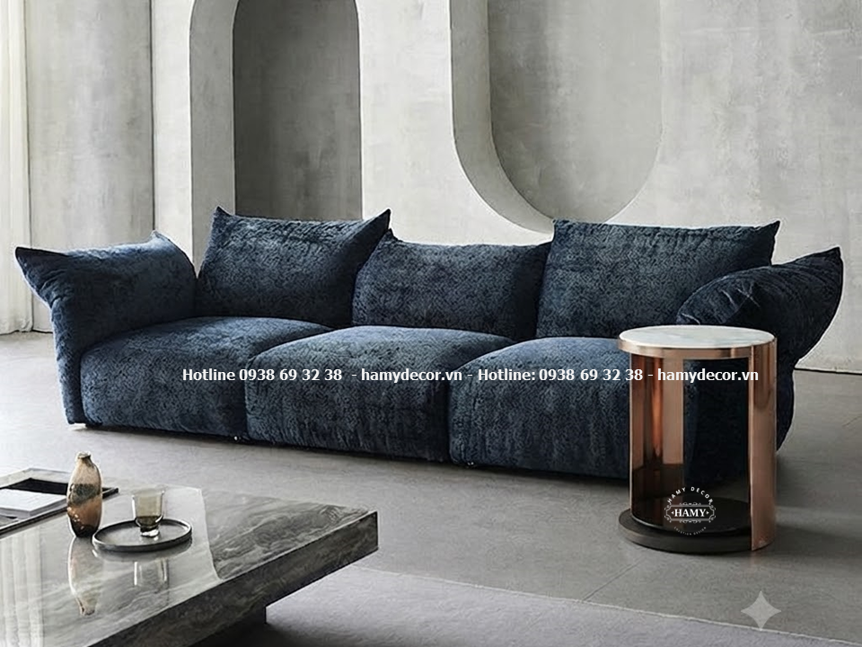 Bàn phụ sofa mặt đá tròn khung chân inox hồng bóng & đen bóng độc đáo