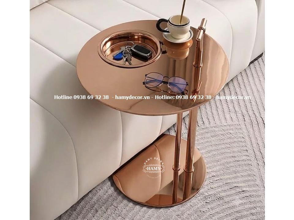 Bàn Tab Sofa Inox Mạ Vàng Rose Gold Sang Trọng, Đa Năng