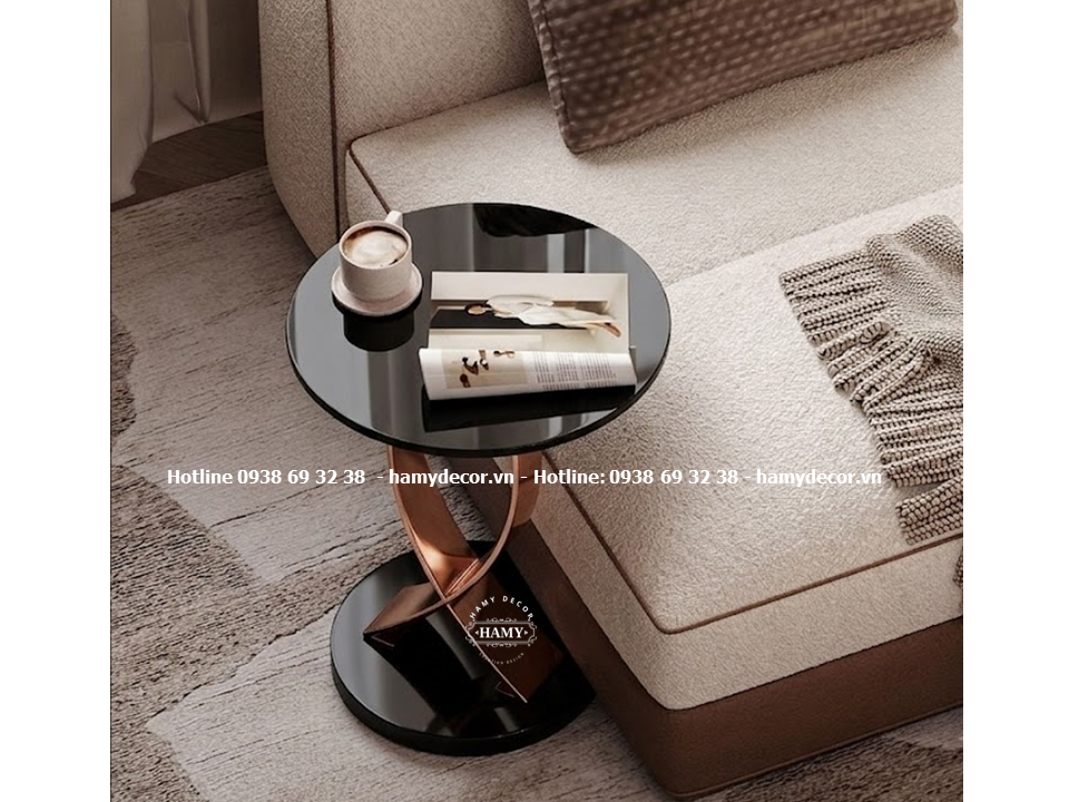 Bàn Tab Sofa inox vàng hồng cho phòng khách