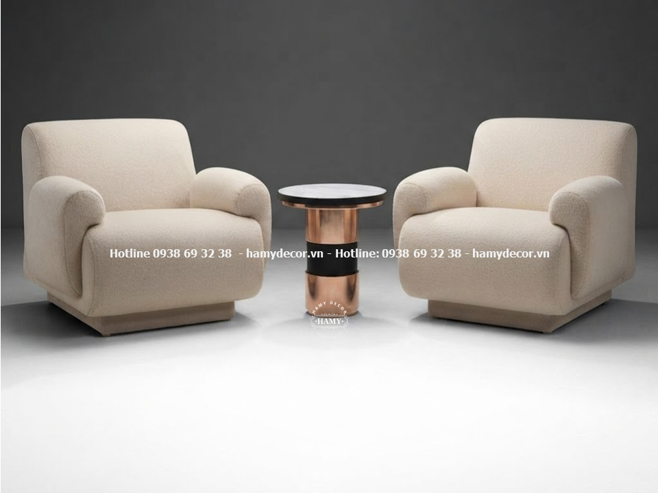 Bàn phụ sofa (side table) chân inox mạ vàng hồng gương
