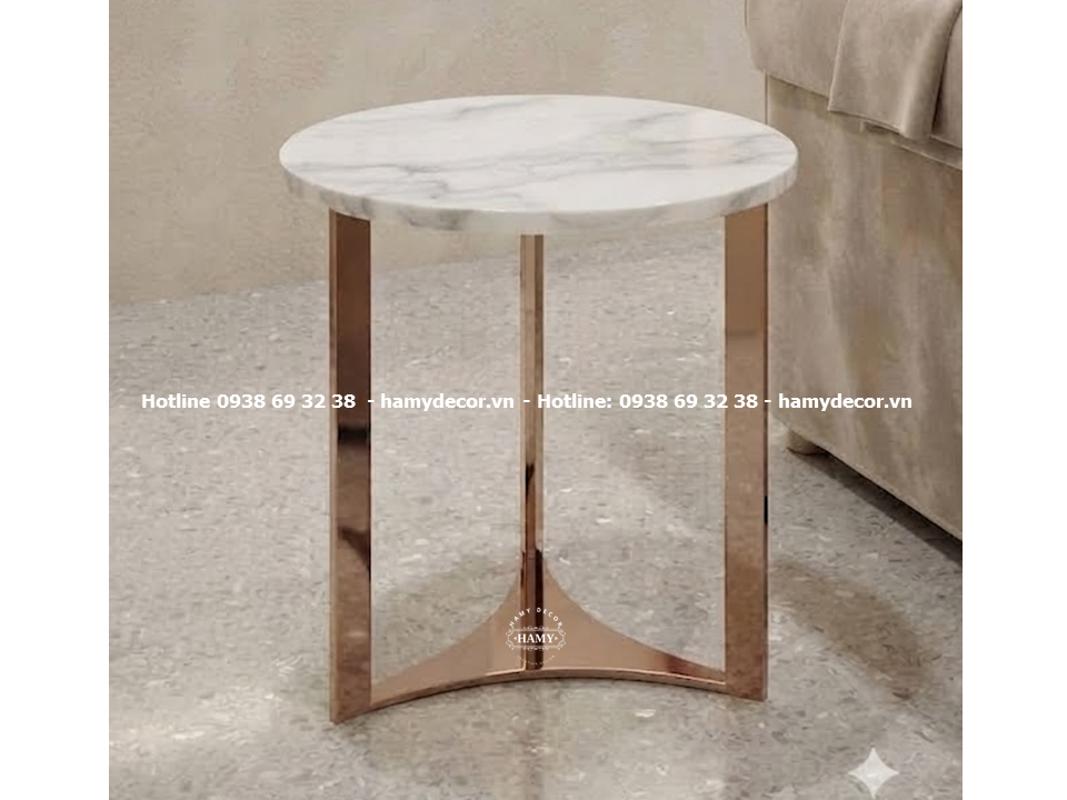 Bàn tab sofa chân inox mạ vàng hồng gương ( MIRR - ROSE GOLD)