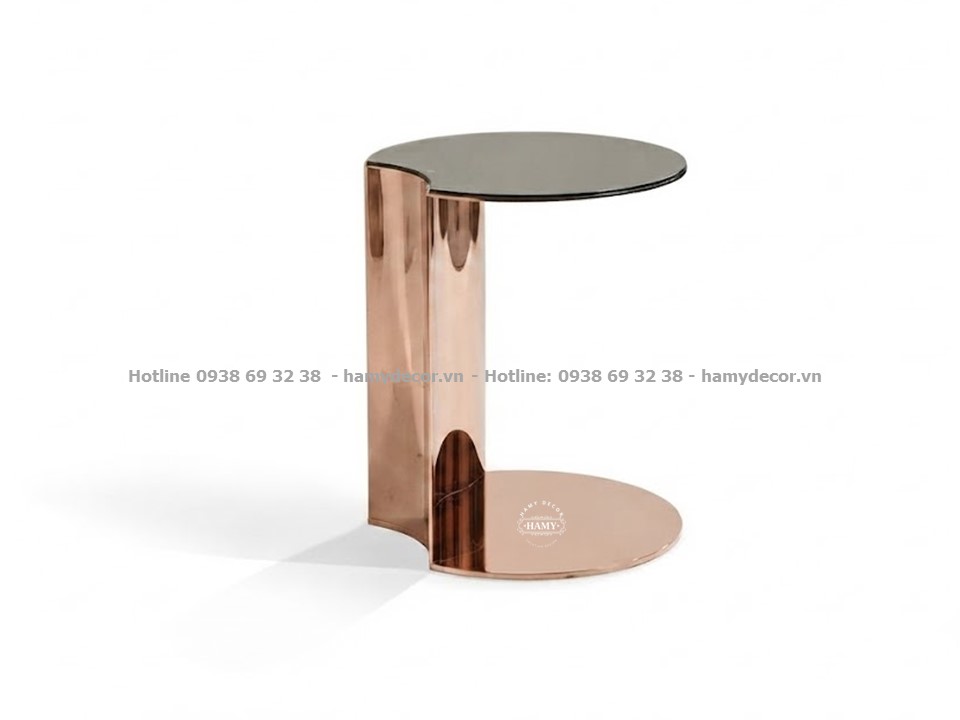 Bàn phụ sofa ( Tab sofa/bàn tab) inox vàng đồng bóng gương