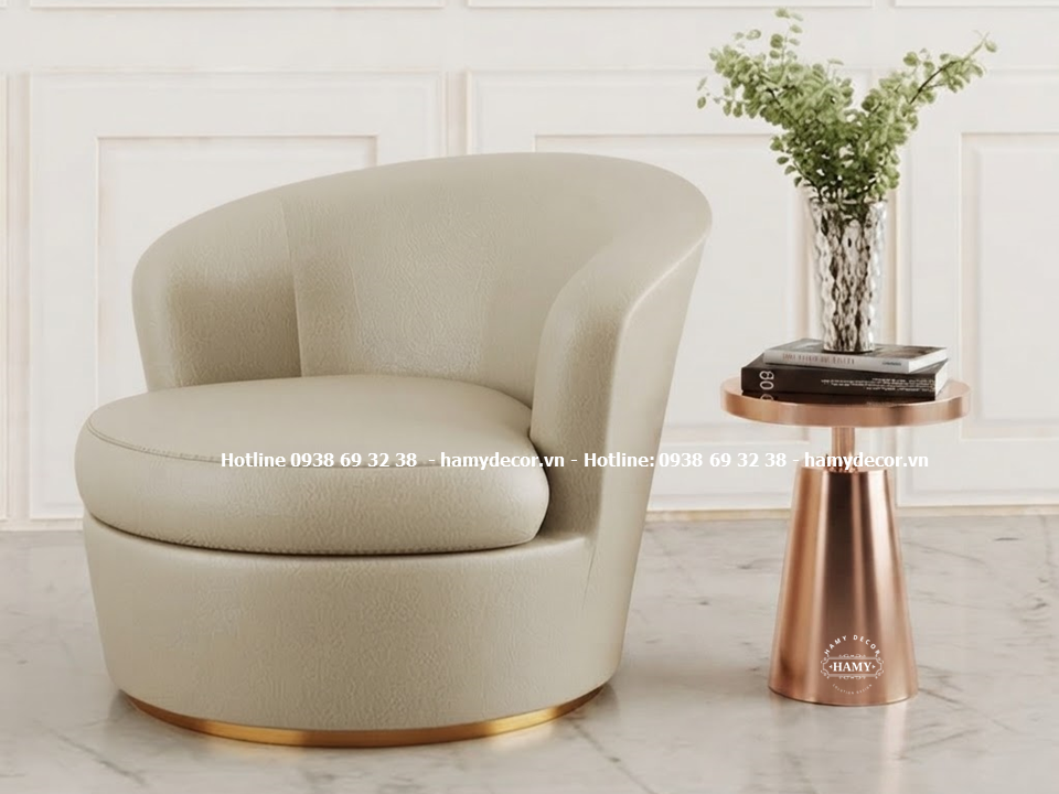 Tab sofa chân trụ tròn inox vàng hồng