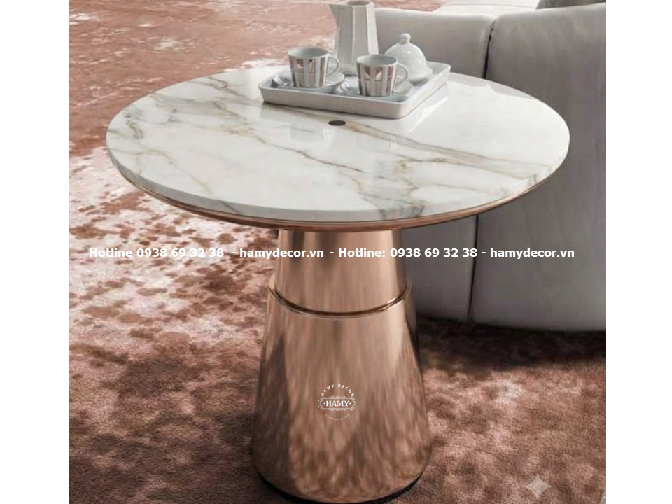 Tab sofa / Bàn góc phòng khách inox chân vàng hồng bóng gương
