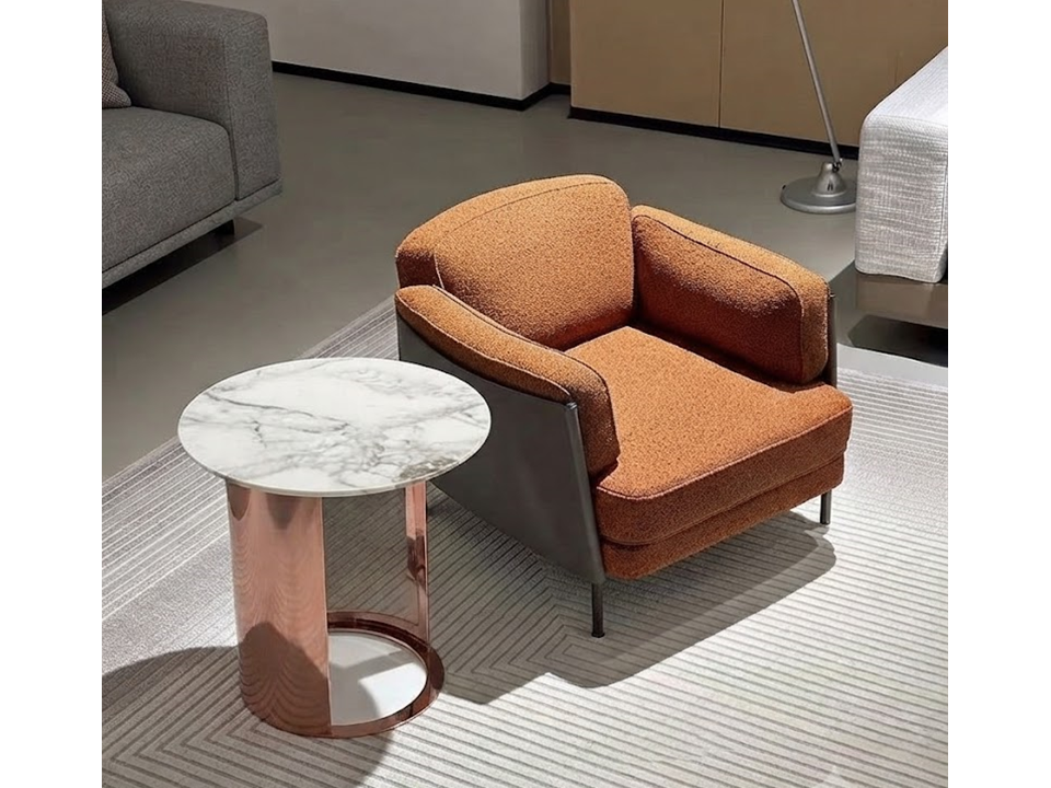 Bàn cạnh ghế armchair inox vàng hồng 